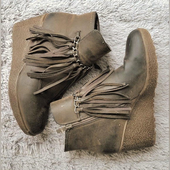 Pierre Dumas brown fringe/tassel ankle boot shoe size 8 - Picture 4 of 7